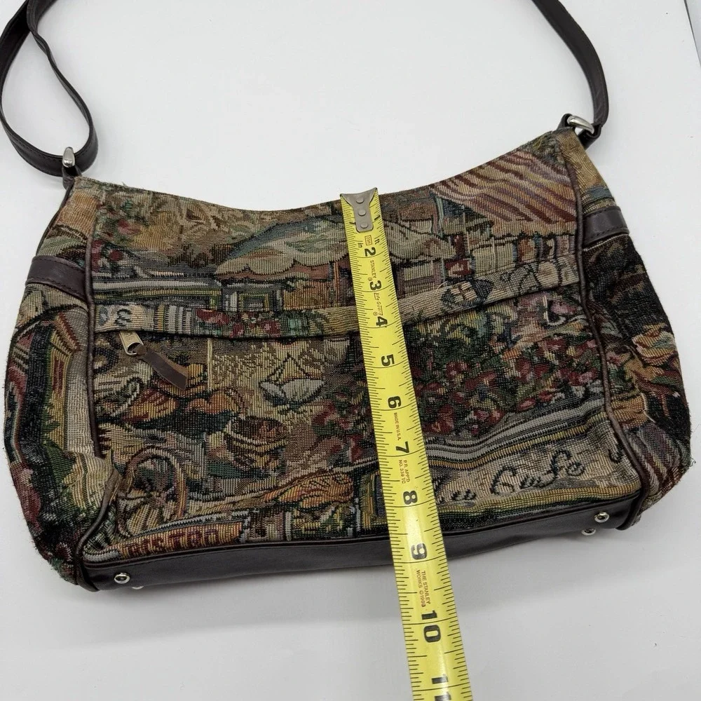 SAS Vintage USA Tapestry Shoulder Bag Cafe Market Scene Purse